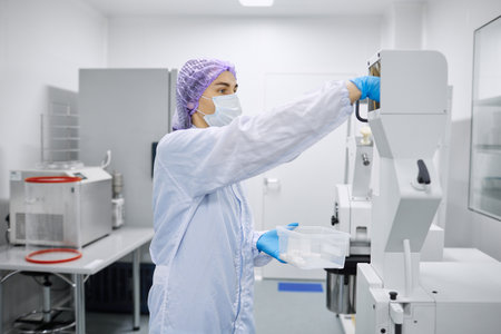 A laboratory worker prepares equipment for the study