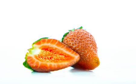 Strawberry isolated on white background. Fresh strawberry on white backgroundの写真素材