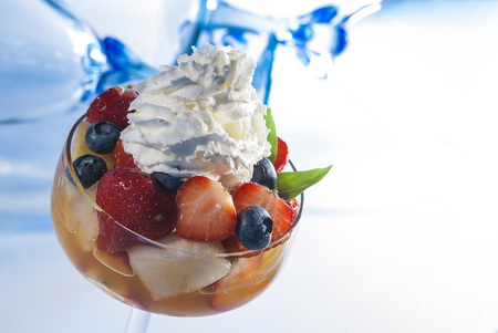 cream & Berries in glassの写真素材