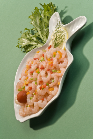 Cooked prawns in plateの写真素材