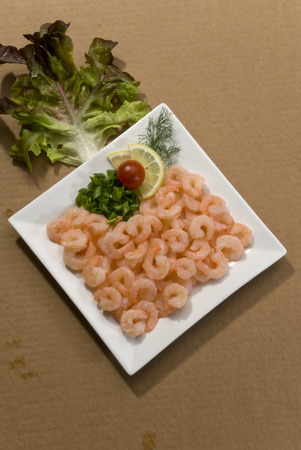 Cooked prawns on plateの写真素材