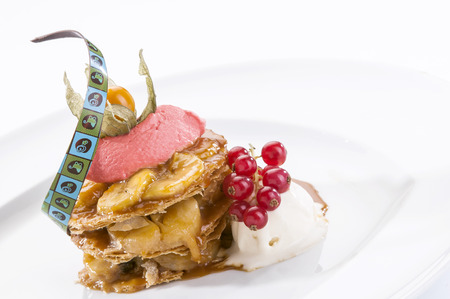Delicious dessert with berries and ice creamの写真素材