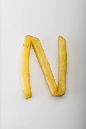 Alphabet N formed by french friesの写真素材