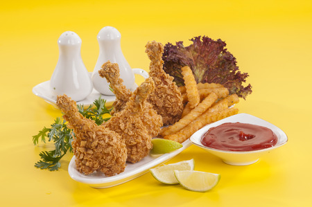 Fried chicken with side dishesの写真素材