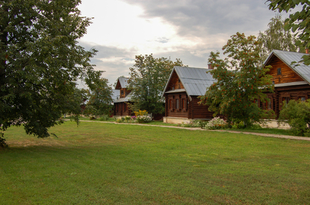 Typical old Russian buildings in Suzdal, Russiaの写真素材