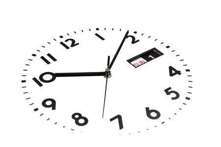 Isolated. The watch face is tilted. The Dial of watches. The hands on the clock. Calendar, Sunday,...