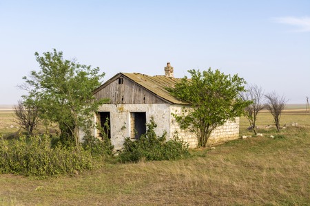 Abandoned destroyed houses. Abandoned villages in Crimea areaの写真素材