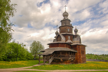 Fully Wooden Church in the ancient Russian city of Suzdalの写真素材