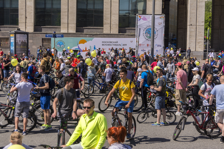 Moscow. Russia. 19 may 2019. Moscow Cycling festival 2019 Cyclists on the streetsのeditorial素材
