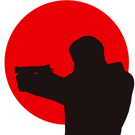 the gangster fire a shotのイラスト素材