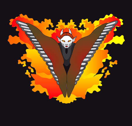 the halloween hell devil on the fireのイラスト素材