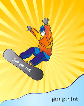snowboard man is jumping over the snow-driftのイラスト素材