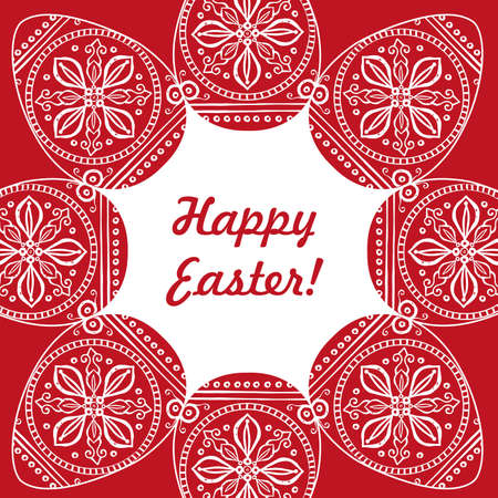 Easter card vector illustration, a pattern of painted Easter eggsのイラスト素材