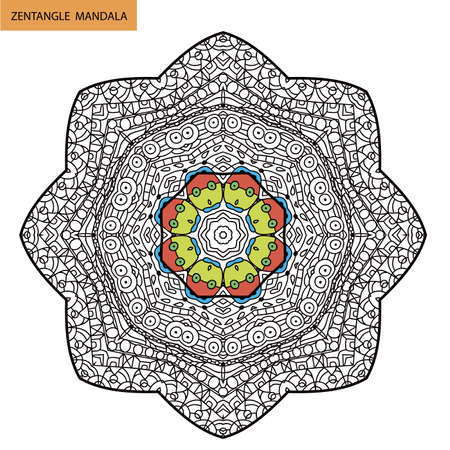 mandala - coloring book page for adults, relax and meditation, vector, doodleのイラスト素材
