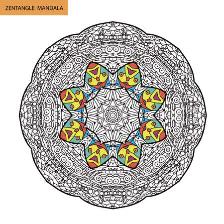 mandala - coloring book page for adults, relax and meditation, vector, doodleのイラスト素材