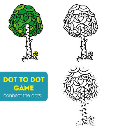 Dot to Dot Games of a tree for Childrenのイラスト素材
