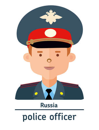 Avatar Russia police officer on white background. Flat design.  Avatar for appのイラスト素材