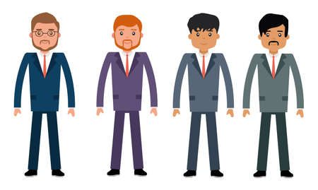The business in different appearance, Europeans and Latin Americans. Concept flat vector business illustration.のイラスト素材