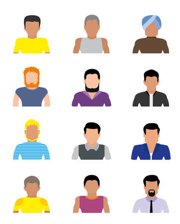 Set of avatars icons. Men of different ages and hairstyles.のイラスト素材