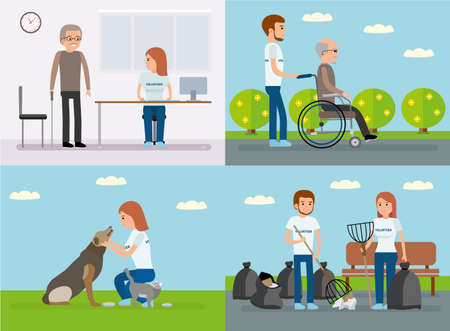 A young volunteers. Social projects to help people.のイラスト素材