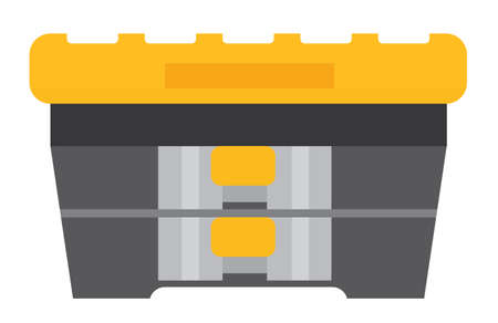 Black plastic tool box. Flat vector illustration.のイラスト素材