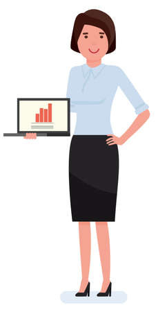 Young pretty business woman with notebook. Cartoon vector character illustration.のイラスト素材