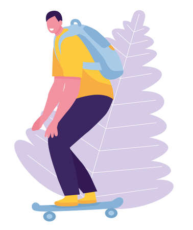 the guy on the skateboard isolated on white background. Vector illustration in a flat styleのイラスト素材