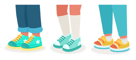 Kid feet in sneakers