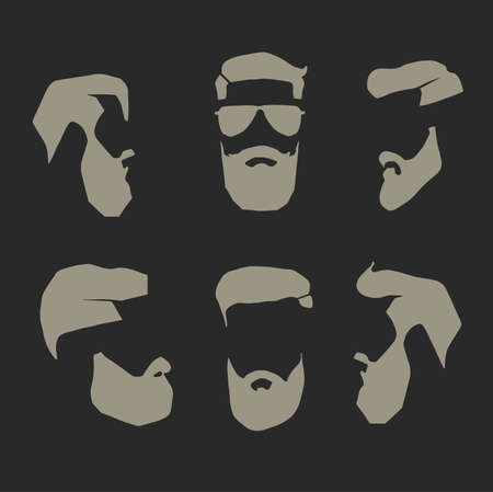 Hipster fashion man hair and beards, Hand drawn vector illustration setのイラスト素材