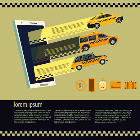 Vector modern flat creative infographics design on public taxi service,taxi car. Illustrationのイラスト素材