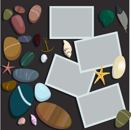 Sea shore .Seascape vektor. Summer tropic vacation background designのイラスト素材