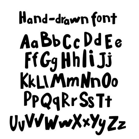 Unique handwritten font style, grunge lettering. Vector illustration.のイラスト素材