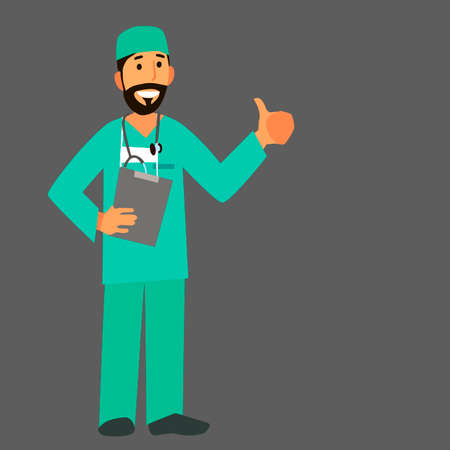 A professional doctor on a highlighted background. Character healthcare concept - vector illustrationのイラスト素材