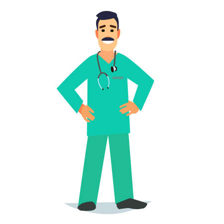 A professional doctor on a highlighted background. Character healthcare concept - vector...