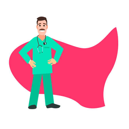 Super Doctor. character healthcare concept - vector illustrationのイラスト素材