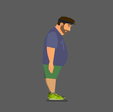 Weight loss. Man before and after diet vector illustration.のイラスト素材