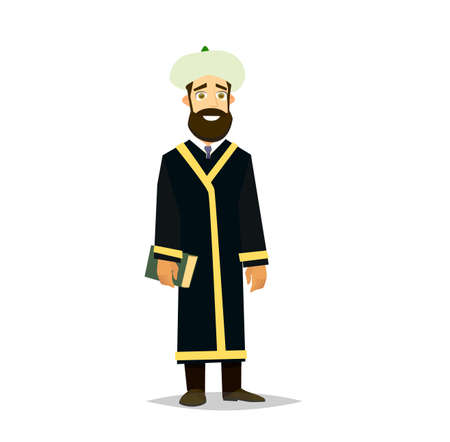 An Islamic priest portrait, Muslim imam. Vector illustration in a flat styleのイラスト素材