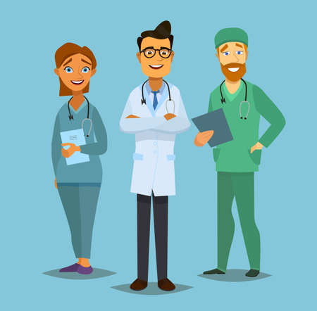 Team doctors illustration in flat style.のイラスト素材