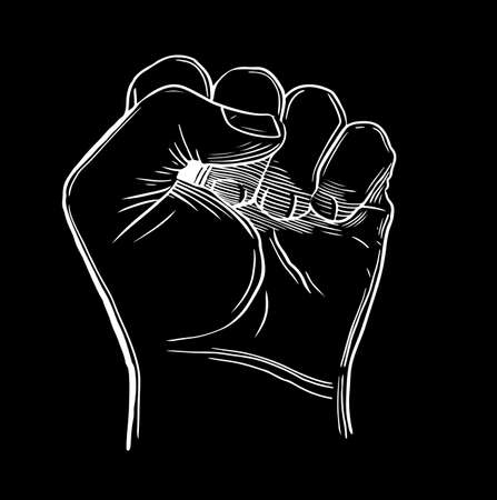 Sketch drawing fist hand gesture Hand drawn sketch .Vector illustration. Izolirovannoi isolated on a background.のイラスト素材