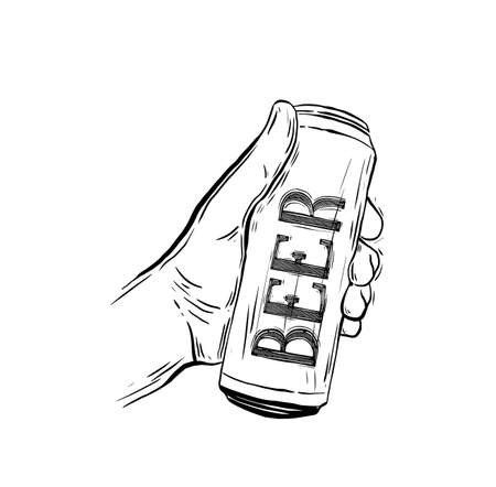 Hands holding glasses with beverages beer letterpress poster. Vintage vector artwork for web graphics, poster, an invitation to a party. Isolated on isolated background. Vector illustration.のイラスト素材