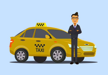 Taxi driver concept. Car, transport, transportation, transfer symbol or icon. Vector illustrationのイラスト素材