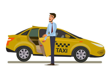 Taxi driver concept. Car, transport, transportation, transfer symbol or icon. Vector illustrationのイラスト素材