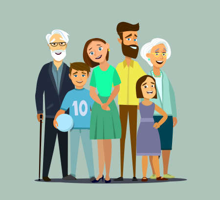 Big family together vector illustration of a flat design.のイラスト素材