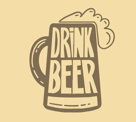 Beer related typography quote. Hand lettered calligraphic design. Design element for beer pub. Vector vintage illustration.のイラスト素材