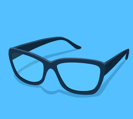 Modern glasses icon isolated on white background vector illustration of elegance spectacles in black frame, eyeglasses with lense, eyewear modelのイラスト素材