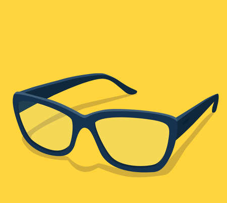 Modern glasses icon vector illustration of elegance spectacles in black frame, eyeglasses with lense, eyewear mode Vector illustration in cartoon style. Eps10.のイラスト素材