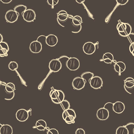 Vector seamless pattern with hand drawn vintage glasses. Beautiful design elements, perfect for prints and pattern. Vector hand drawn illustration.のイラスト素材
