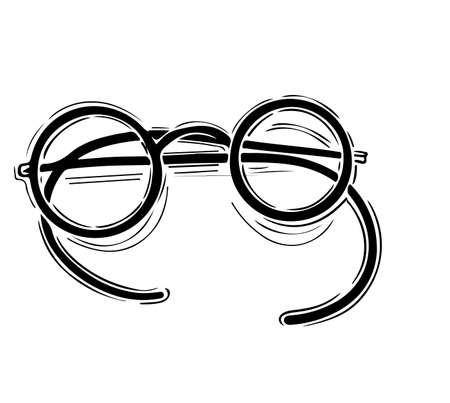 Retro, vintage glasses. Vector hand drawn illustration.のイラスト素材