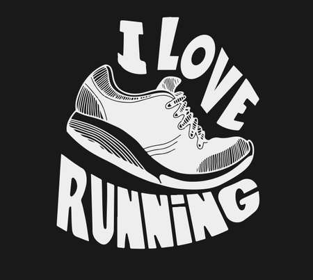 Running quote. Hand drawn vintage illustration with inscription. This illustration can be used as a print on t-shirts and bags, stationary or as a posterのイラスト素材
