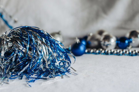 Christmas New Years decorations lie on a white surface. Christmas concept